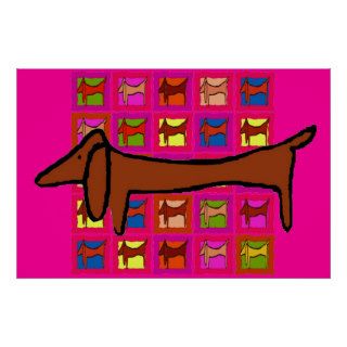 The Famous Dachshund Abstract Quilt Print