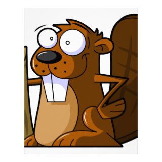 A Cute Cartoon Beaver Character Holding a Log Letterhead Template