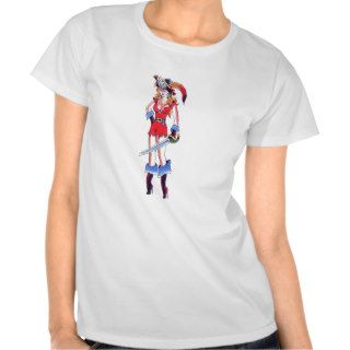 Pirate Girl with Sword Tattoo Art T shirts