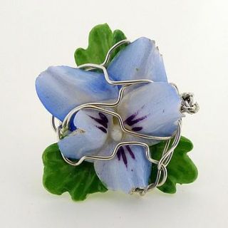 pale blue pansy ring by rachel helen designs