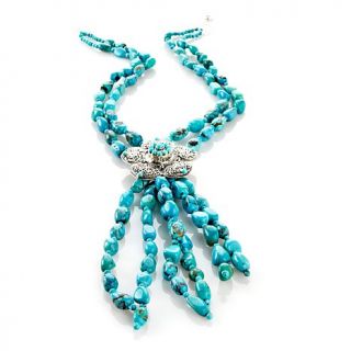 Sally C Treasures Turquoise Bead "Flower" Tassel Sterling Silver Neck
