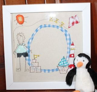 boys framed embroidered initial picture by katy kirkham designs