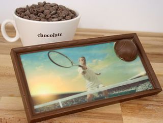 tennis fan belgian milk chocolate gift by unique chocolate