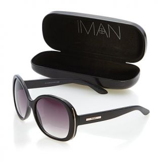 IMAN Global Chic Glam to the Max Oversized Gold Trim Sunglasses
