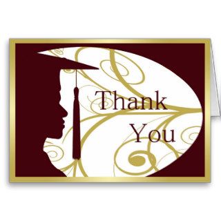 Maroon and Gold Man Silhouette 2014 Thank You Card