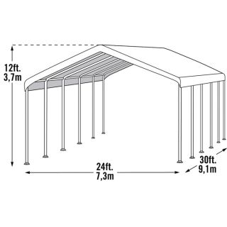 ShelterLogic Ultra Max 24Ft.W Industrial Canopy — 30ft.L x 24ft.W x 12ft.H, 2 3/8in. Frame, 12-Leg, Model# 27272  Ultra Max   2 3/8in. Dia. Frame Canopies