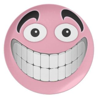 Pink Big Grin Smiley Face Plates