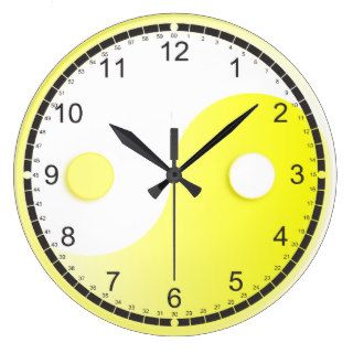 Sunny Yellow Yin & Yang Clocks