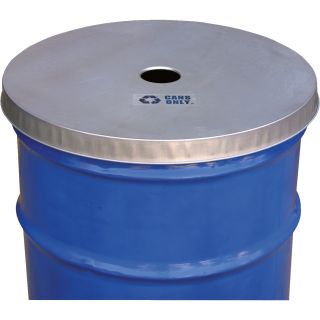 Vestil Galvanized Steel Recycling Drum Cover — Model# CAN-CAP-G  Drum Covers   Bands