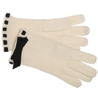 Portolano Women's Ivory/ Black Cashmere Bow Gloves Portolano Women's Gloves