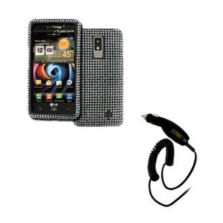 EMPIRE LG Spectrum VS920 Full Diamond Bling Design Case Cover (Silver) + Car Charger [EMPIRE Packaging] Cell Phones & Accessories