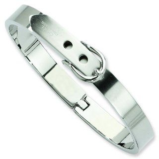 Stainless Steel Fancy Belt Hinged Bracelet. Metal Weight  30.62g. Link Bracelets Jewelry