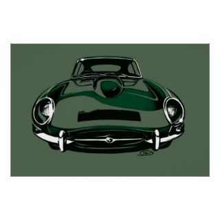 Jaguar e type dark green posters