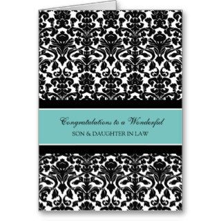 Son & Daughter In Law Wedding Congratulations Teal Greeting Cards