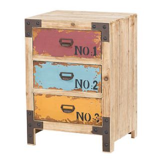distressed painted three drawer cabinet by out there interiors