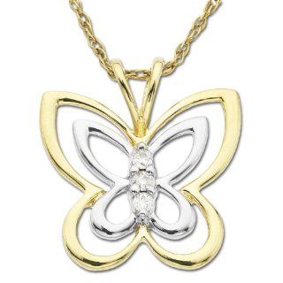 14k Diamond Butterfly Pendant (.04 ct), 18" Jewelry