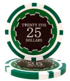 50 $25 Eclipse Clay Composite 14 Gram Green Poker Chips  Sports & Outdoors