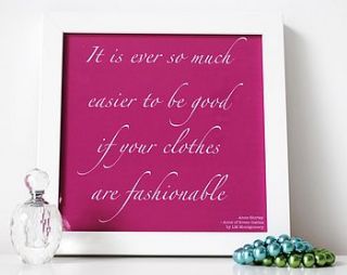 'fashionable clothes' quote art print by the green gables