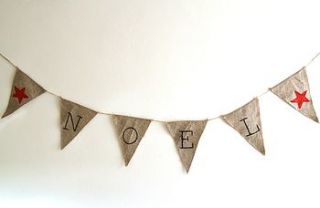 hessian christmas 'noel' bunting by bluebells & bunting