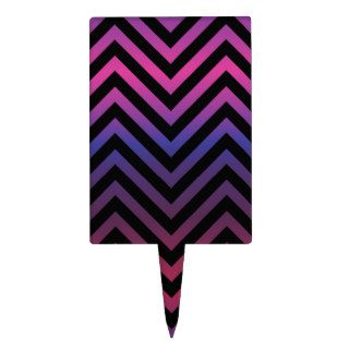 Chevron with Pink Purple and Black Cake Pick