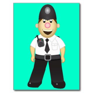 Cute Cartoon Policeman Post Card