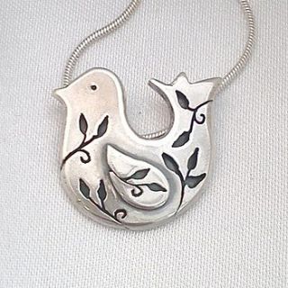 leaves design silver bird pendant by dale virginia designs