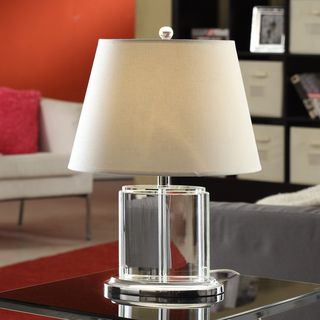 Oval Crystal Table Lamp with White Drum Shade Table Lamps