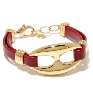 Bellezza "Anchorarsi" Bronze Leather Strap Bracelet