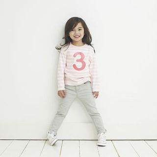 age/ number kids t shirt breton marshmallow by bob & blossom ltd