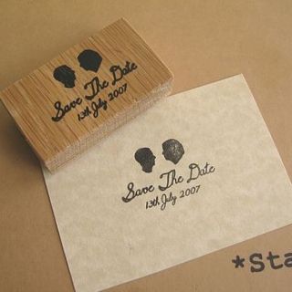 personalised silhouette save the date stamp by serious stamp