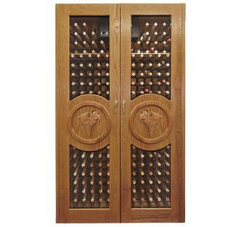 Concord 700 Model White Oak Wine Cabinet with 2 Glass Doors by Vinotemp Appliances