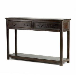wooden console table with two drawers by out there interiors