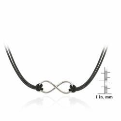 Mondevio Sterling Silver Infinity Design and Black Leather Necklace Mondevio Sterling Silver Necklaces