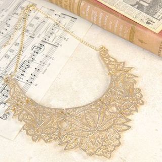gold lace effect collar necklace by lisa angel