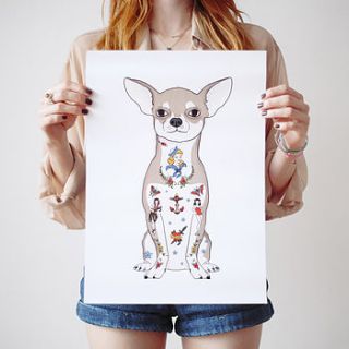 tattoo chihuahua a3 print by sophie parker