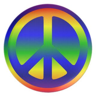 Funky Rainbow Peace Symbol Dinner Plates