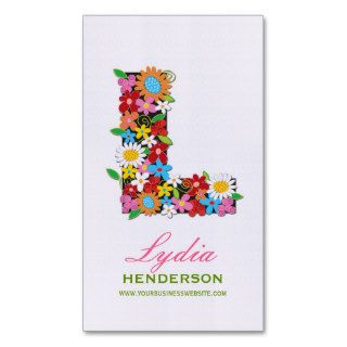 fatfatin Spring Flowers "L" Monogram Profile Card Business Card Template