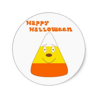 Cartoon candy corn Happy Halloween Round Sticker