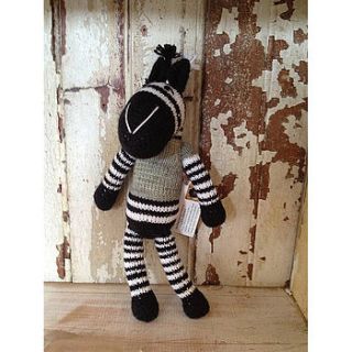 zebra knitted doll by dassie
