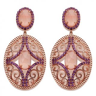 Rose Chalcedony and Amethyst Rose Vermeil Earrings