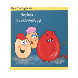 Funny deviled egg cartoon gifts, red devil eggs scratch pad