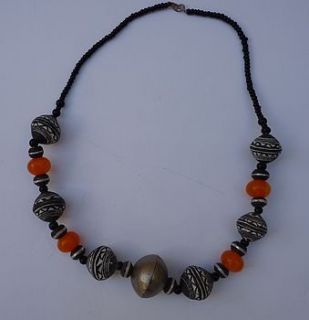 ceramic, metal and resin bead necklace by alkina