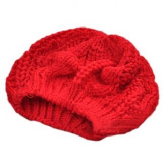 Zeagoo Women's Beret Braided Baggy Beanie Crochet Hat Ski Cap Red Clothing