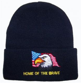 Best Winter Hats "HOME OF THE BRAVE" American Eagle Winter Hat (One Size) at  Mens Clothing store