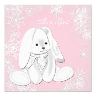 Sweet Pink Snowflake Winter Wonderland Baby Shower Announcement