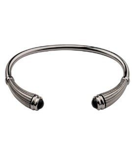 Reed Cuff Flute Black Rhodium Silver Cremation Bracelet With Black Onyx End Caps Jewelry
