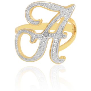 Finesque 18k Yellow Gold Overlay Diamond Accent Initial Ring Finesque Diamond Rings