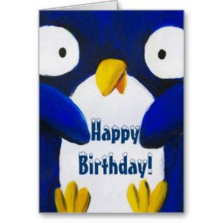 cute penguin happy birthday greeting cards