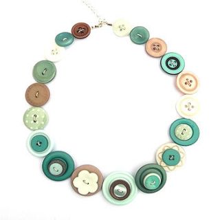 vintage style 'aqua' button necklace by midas