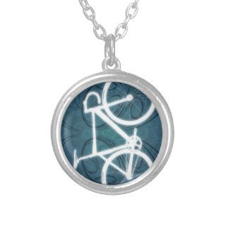 Track Bike   blue tattoo style Personalized Necklace
